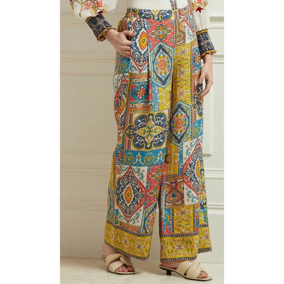 Anthropologie Ranna Gill Giana Wide Leg Linen Pants Multicolor Size S - Picture 3 of 9